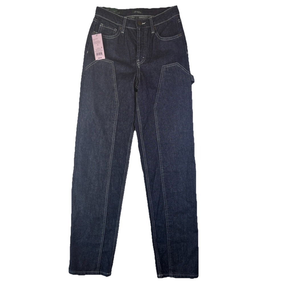 Wild Fable Jeans Easy Rigid High‎ Rise Straight Button Closure Dark Denim Size 0